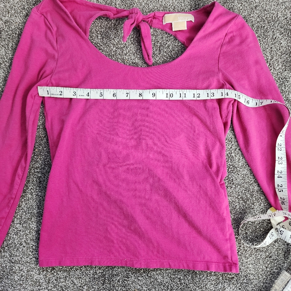 Michael Michael Kors Medium Pink Bow Open Back Spring Longsleeve Blouse - Picture 6 of 9
